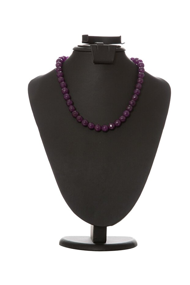 Cut Purple Agate Natural Stone Necklace