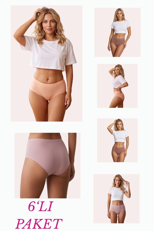1018 Women's Classic Cut Cotton Plain Bato Panties 6 Pack