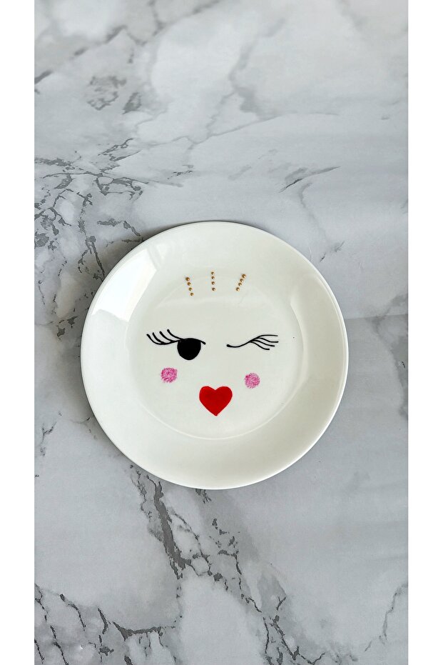Hand-Painted Plate – Winking Face with Heart