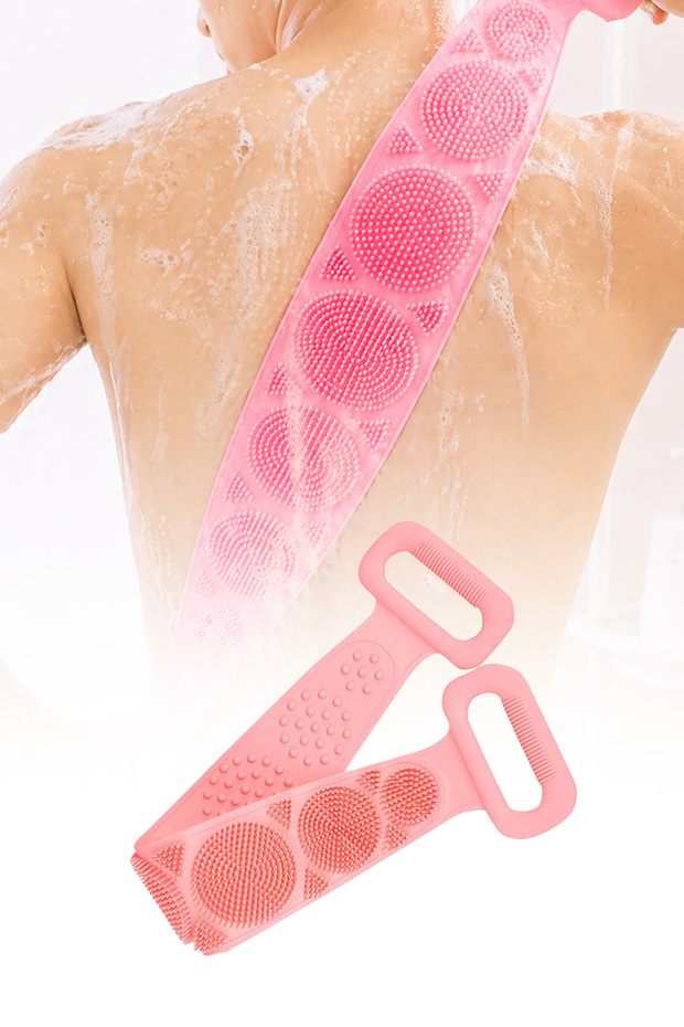 Silicone Back Scrubber Shower Washcloth Double Sided 70 cm Bath Brush Body Cleaning Massage Apparatus