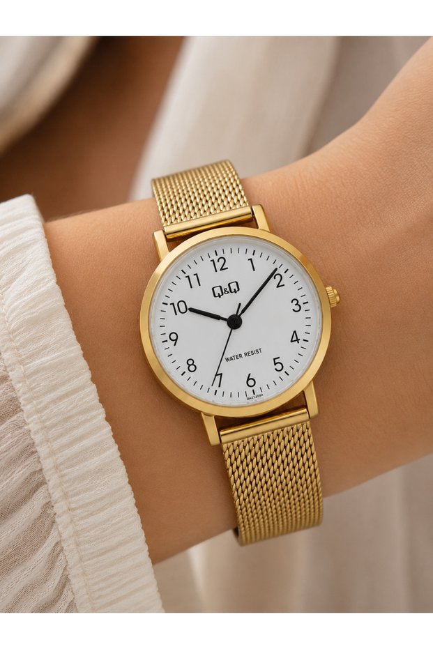 Women's Wristwatch Gold Color Mesh Steel Band Casual and Stylish Combination Japanese Movement Gift Boxed