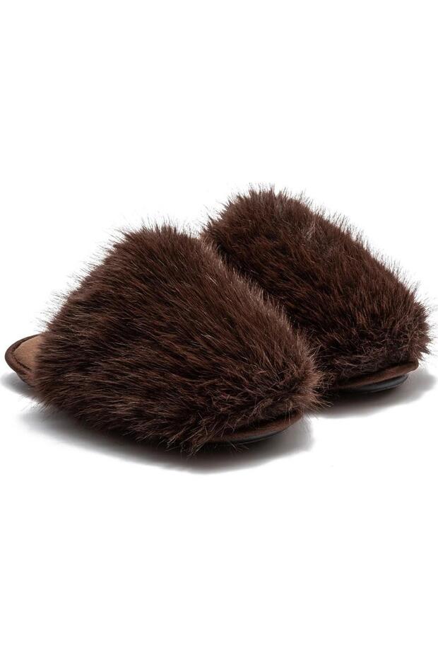 Tw Ella Dark Brown Women's Plush House Slippers 37/41