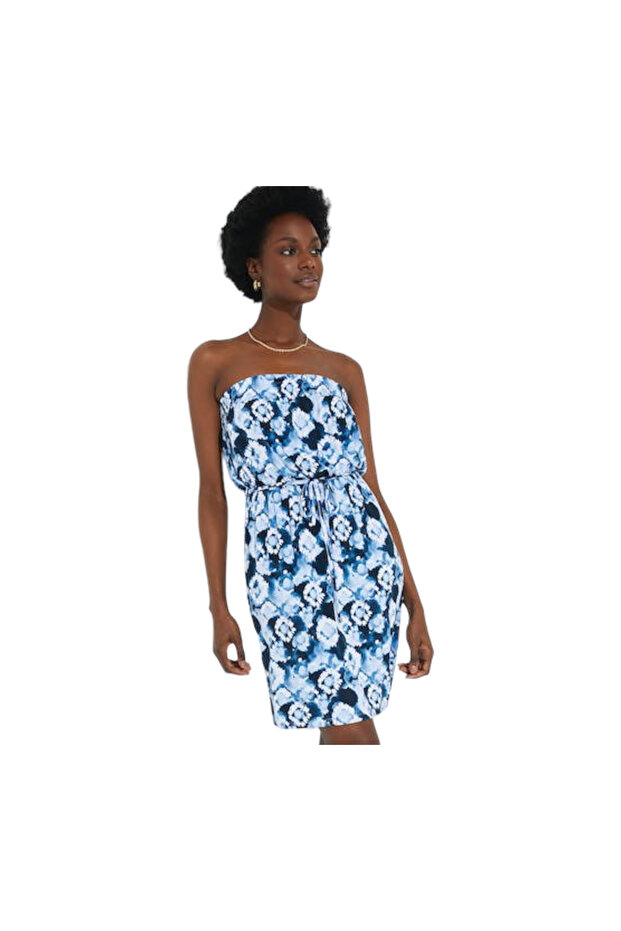 Women's Bandeau Mini Dress – Effortless Summer Style, Blue
