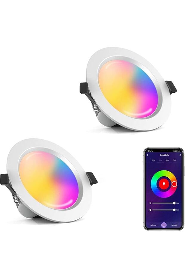 مصابيح سقف LED مدمجة من ريدار، عبوة من قطعتين بقوة 15 واط قابلة للتعتيم، إضاءة ذكية RGB + أبيض دافئ + أبيض بارد، تعمل بتقنية البلوتوث