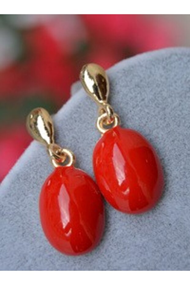 Enamel Earrings - Red -