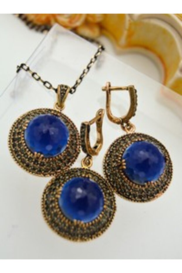 Authentic Helen Set with Sapphire Stones - Blue -