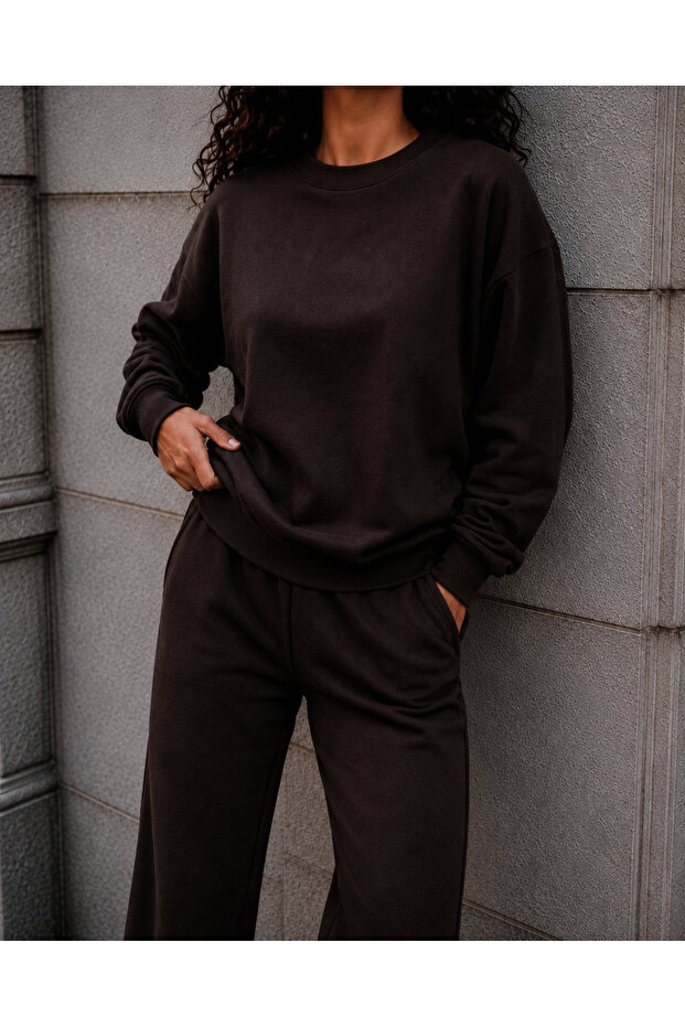 Women's 3 Thread Non-Threaded Crew Neck Basic Sweat