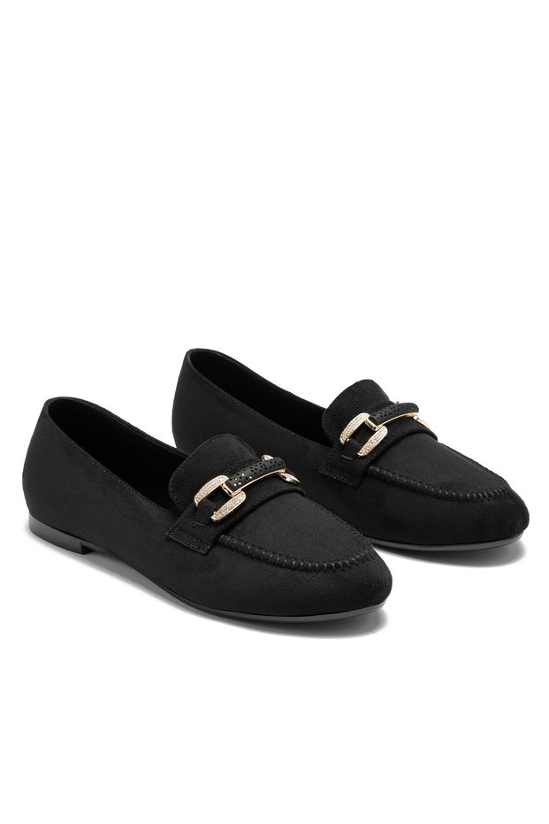 Women's Suede Leather Buckle Classic Loafer with Orthopedic Sole