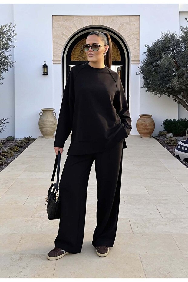Aluna Modal Trouser Suit | Oversize Comfortable Fit - Black