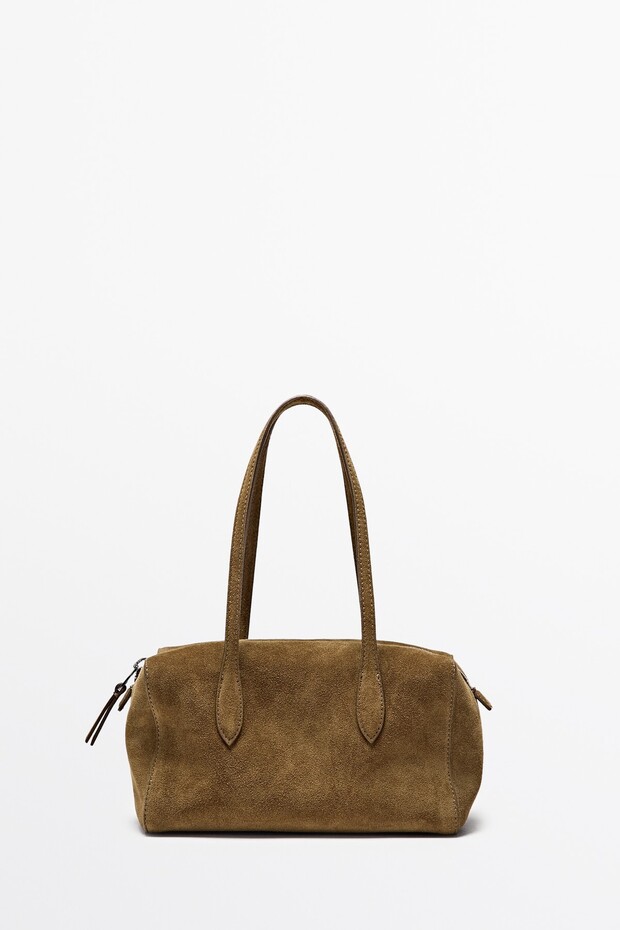 Süet deri mini satchel çanta