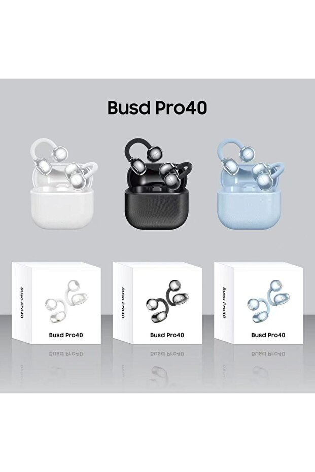 Busd Pro40 Wireless Earbuds with Charging Case | Ear-Hook Design | In-Ear Bluetooth Earphones | Black
