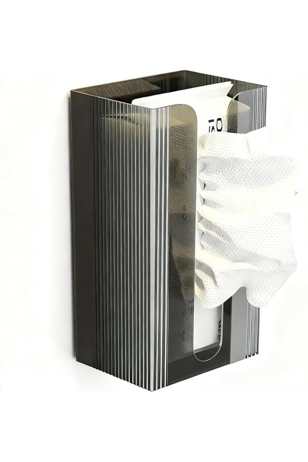 حامل صندوق مناديل مثبت على الحائط، مخرج مناديل على شكل حرف U، تصميم هندسي مبتكر، ذاتي اللصق، Ti