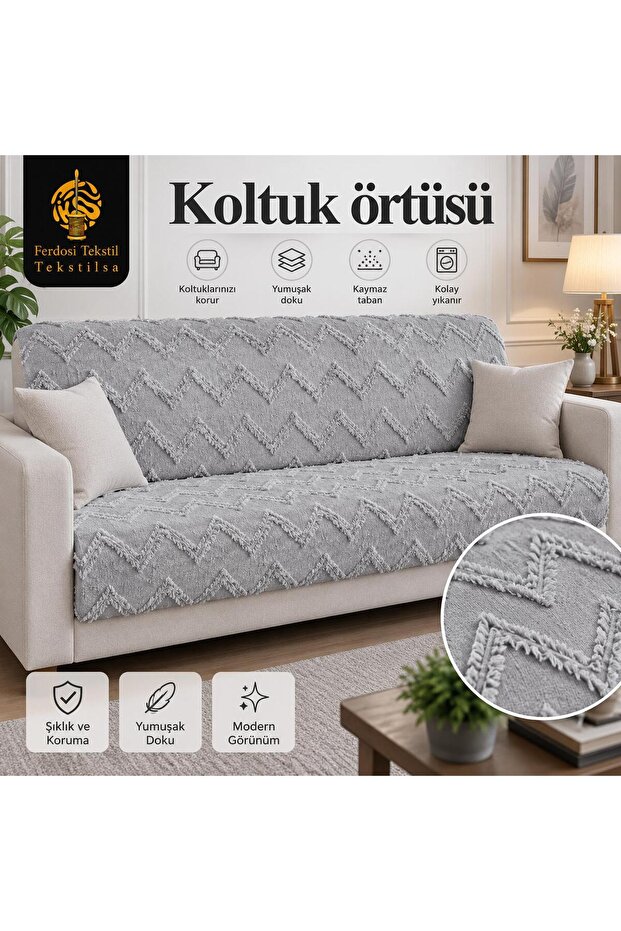 Sofa Cover 170X210 cm –Zigzag Pattern Sofa Bed Cover, Non-Slip, Washable, Luxury Fabric Chenille Jacquard Sofa Cover High Quality Thick