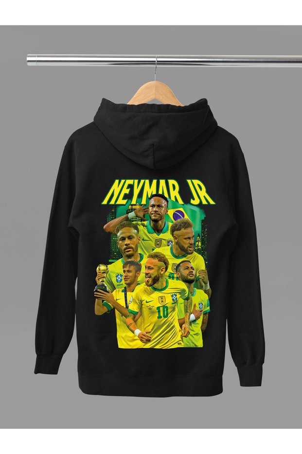 Neymar Jr. Printed Cotton Long Sleeve 3-Yarn Hooded Sweatshirt