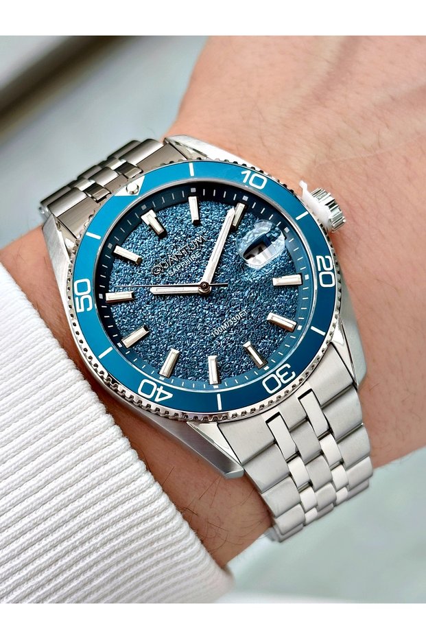10 Atm Sapphire Glass Japanese Miyota Complete Steel Men's Wristwatch with Calendar 1252Qnt