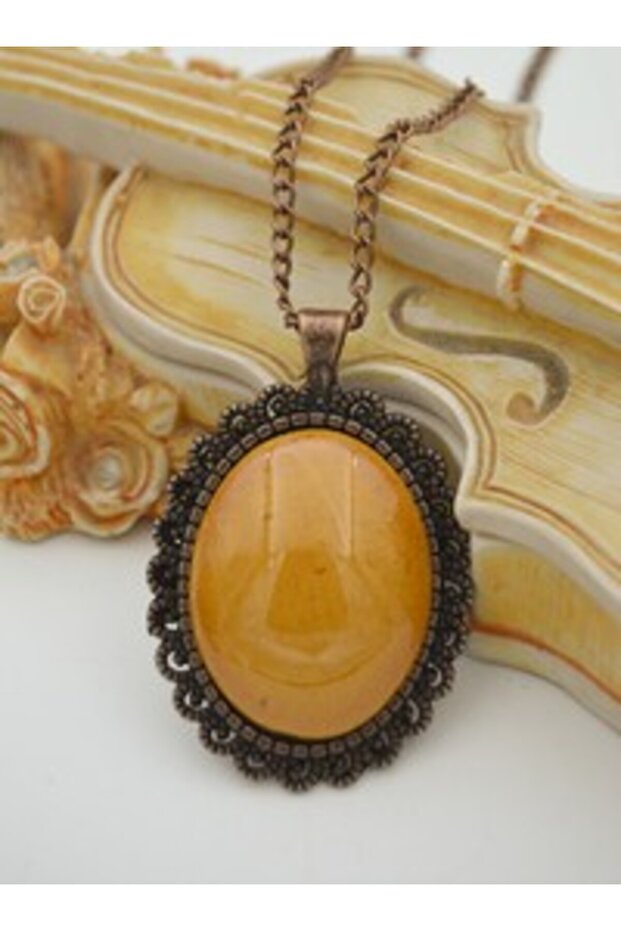 Long chain china necklace - yellow -