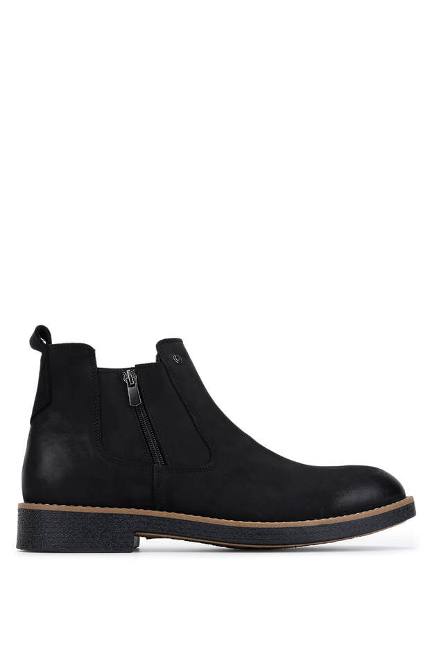Men's Genuine Leather Black Nubuck Casual Boots