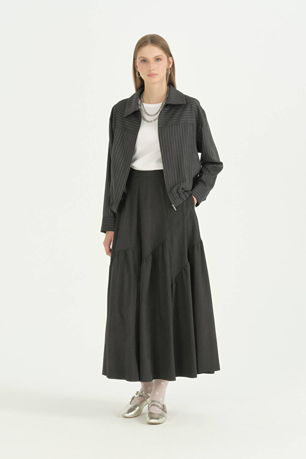 Striped Short Jacket - Black