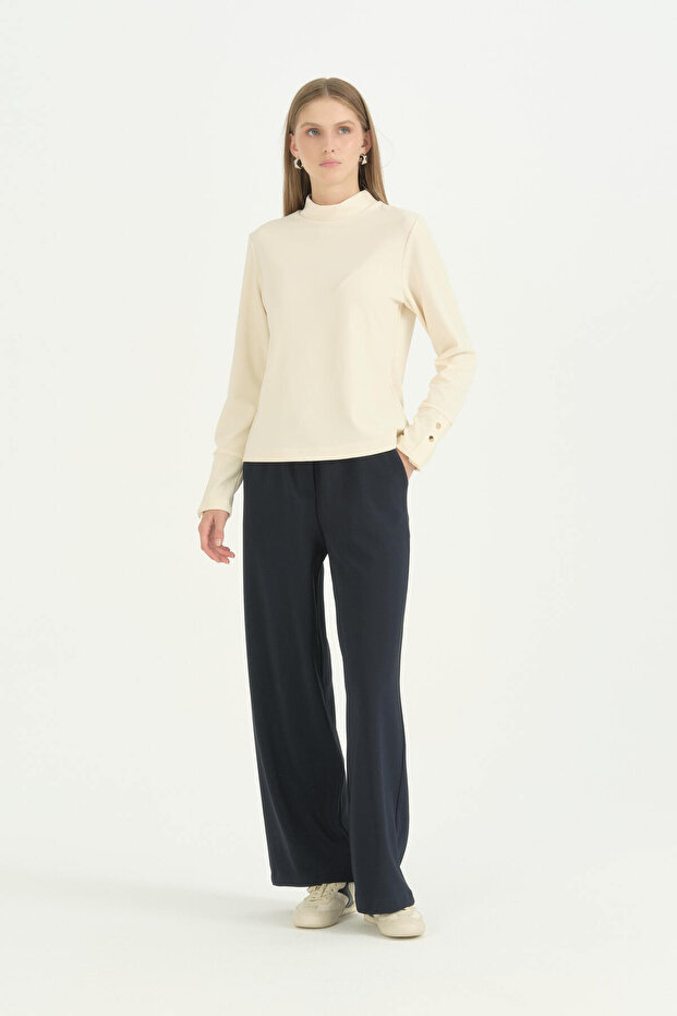 High Neck Basic Blouse - Ecru