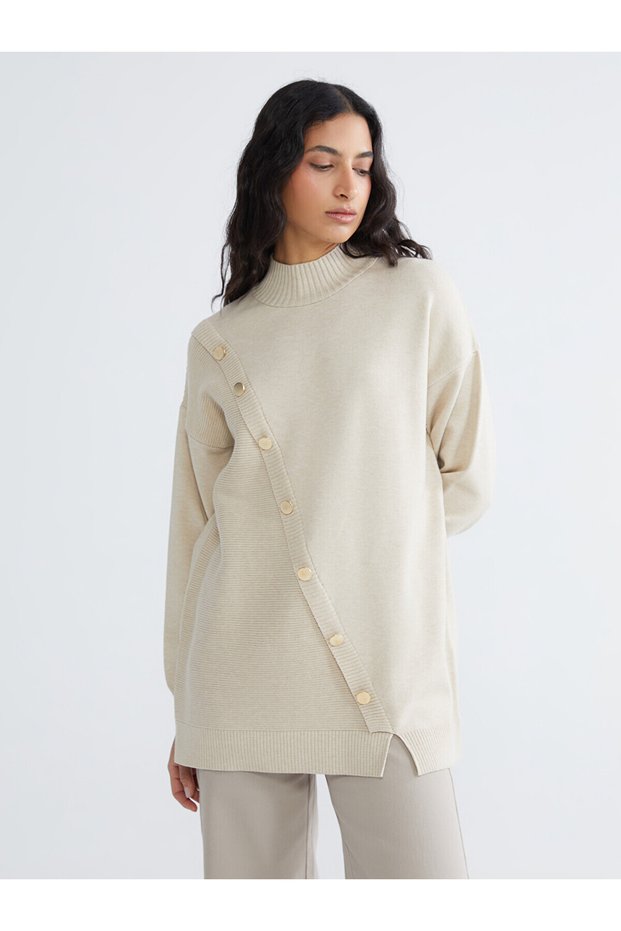 Gencc Quality with Lcw Modest Beige Half Turtleneck Women's Knitwear Sweater