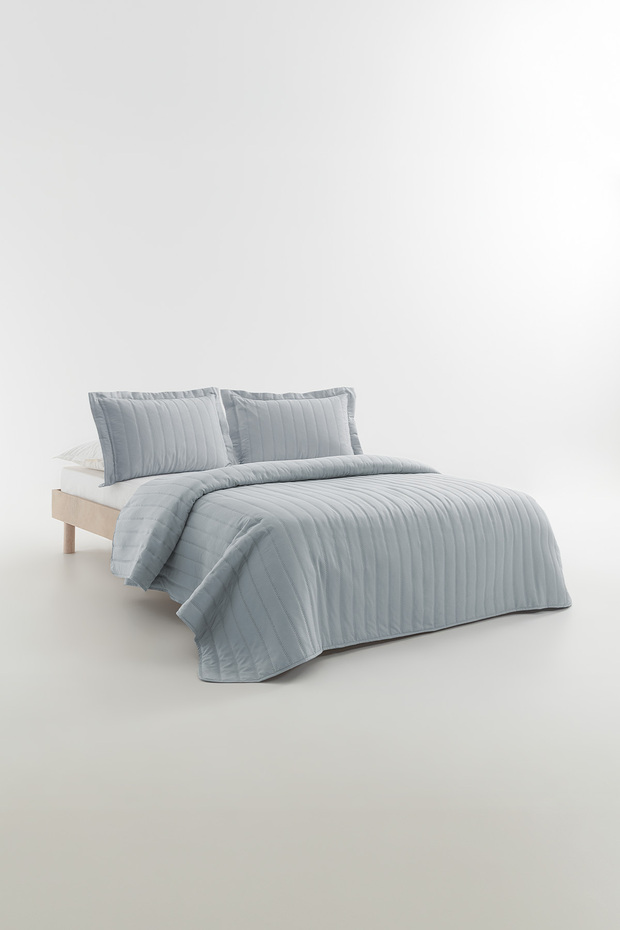 Faint Double Bedspread Set - Blue