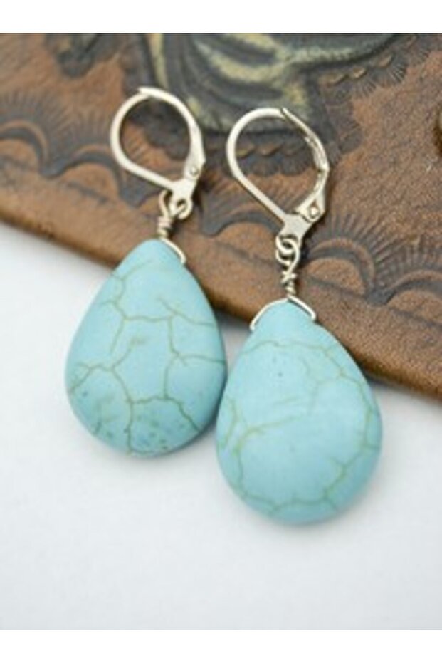 Turquoise Stone Earrings - Multicolor -