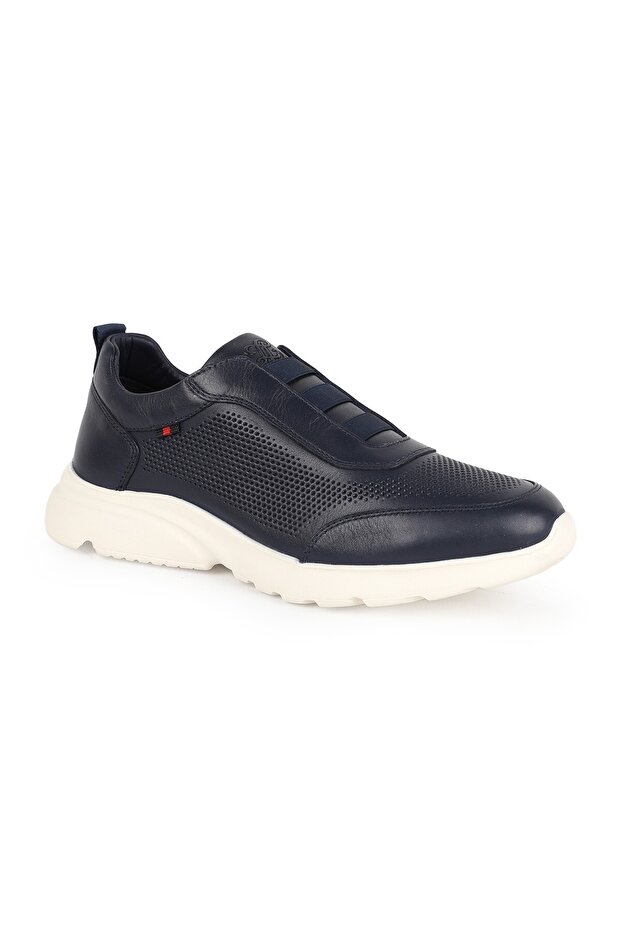 Men's Sneaker Shoes Genuine Leather Antique Slip-On Laceless Perforated Lightweight Thick Eva Sole L6002