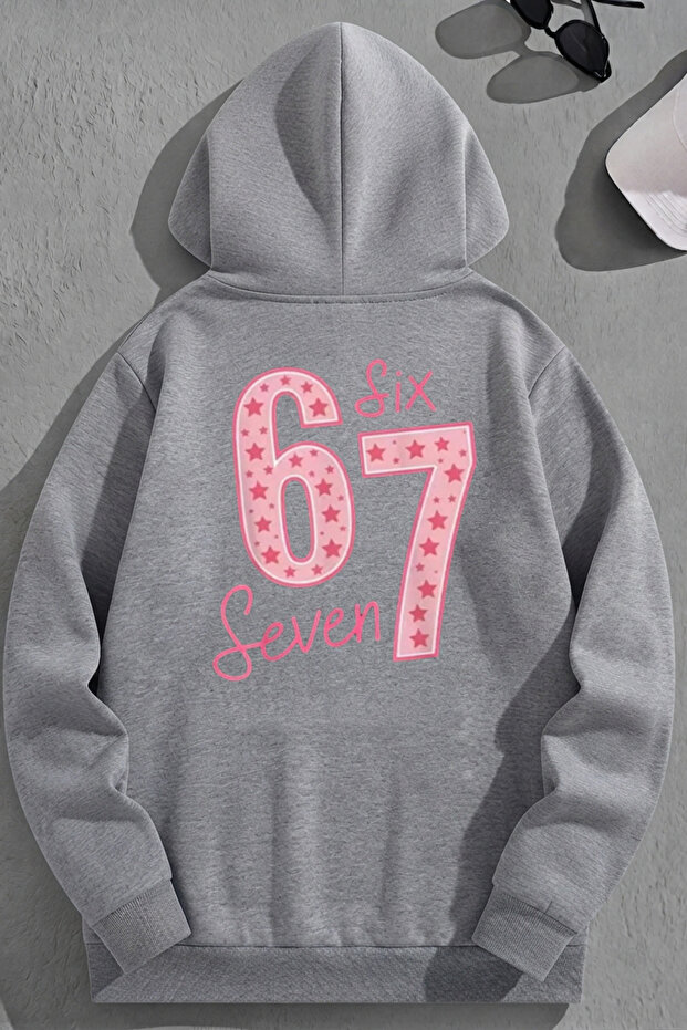 Unisex 3 Thread Cotton Gray 67Sixseven Print Loose Fit Sweatshirt Hoodie