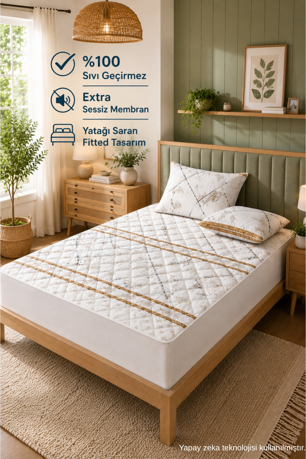 Soft-Silent Liquid-Proof Fitted Mattress Protector Patterned Mattress Protector