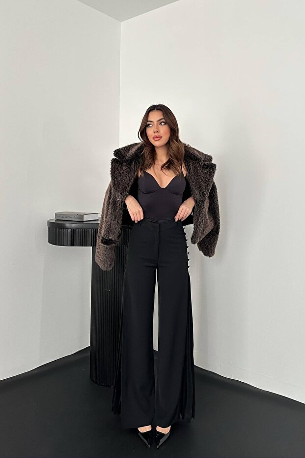Black Pleated Side Pants