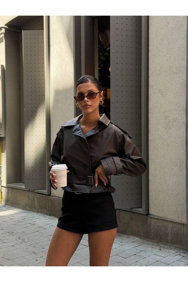 Women's Crop Leather Jacket