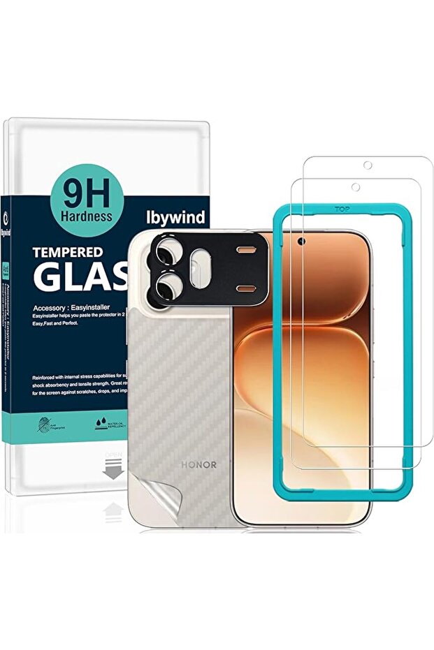 واقي شاشة لهاتف Honor 600 5G، عبوة من قطعتين، زجاج مقوى بصلابة 9H مع حماية لعدسة الكاميرا