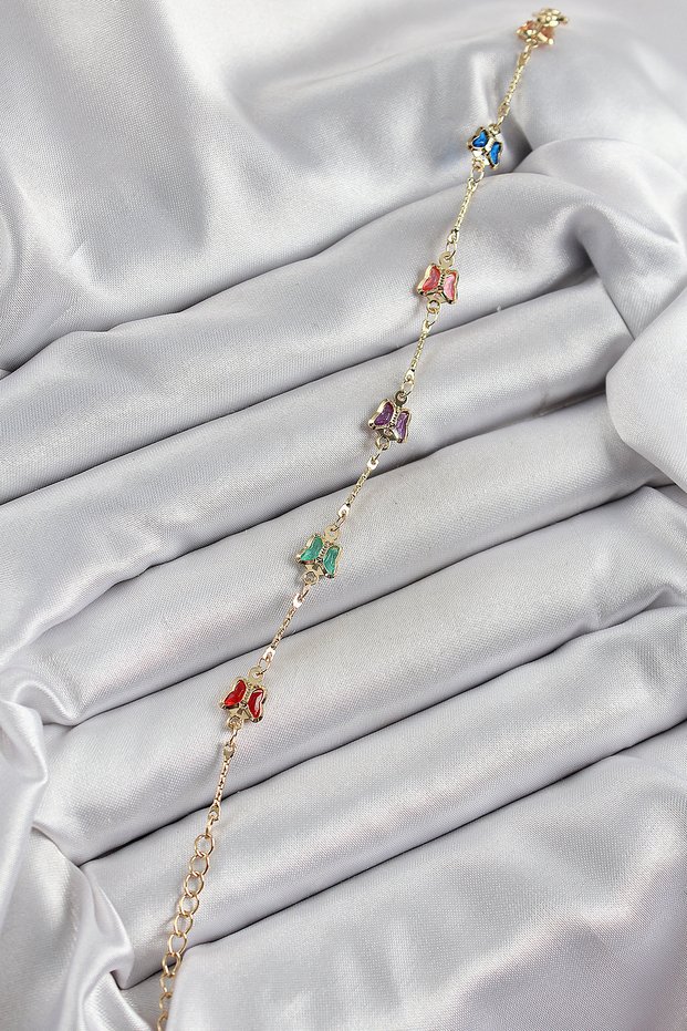 Brass Gold Color Mixed Color Butterfly Zircon Stone Women's Bracelet -