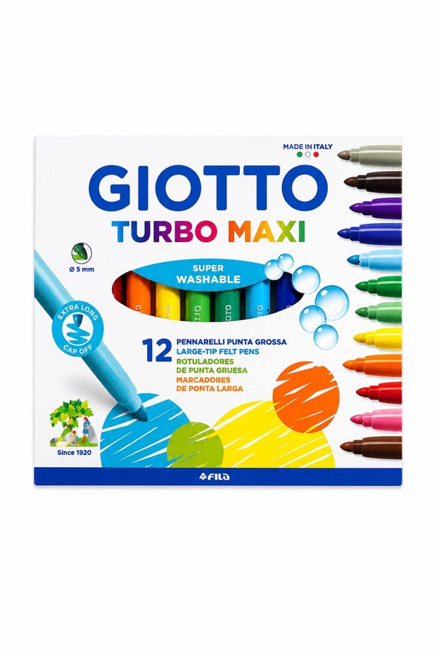 Giotto 12-Piece Washable Felt Tip Pen Set | Colored Painting and Drawing Pencils