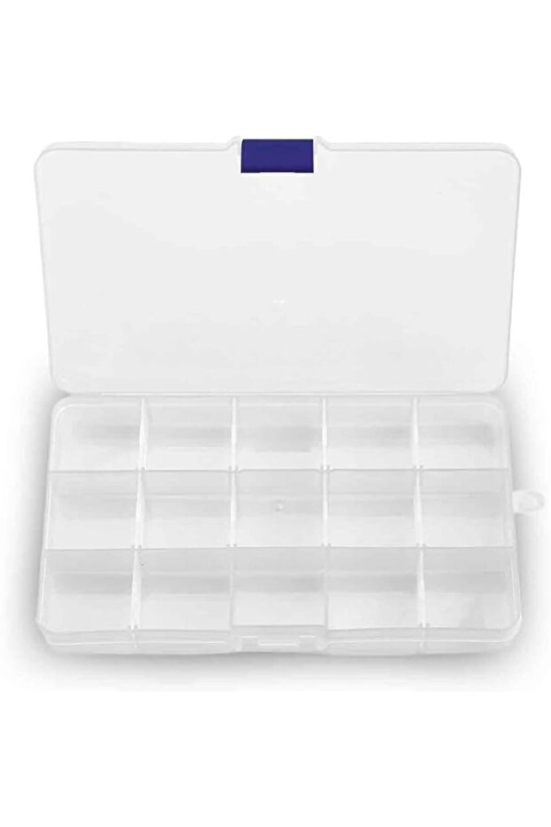 15 Grids Plastic Storage Boxes, Small Craft Storage Boxes with Compartments, Clear Plastic