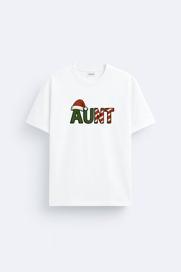 Aunt Hala First New Year New Year's Eve Christmas Christmas Printed Family White T-Shirt Combination