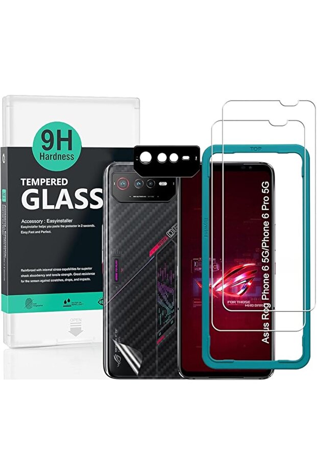 واقي شاشة لهاتف أسوس روج فون 6 5G/فون 6 برو 5G مقاس 6.78 بوصة، عبوة من قطعتين بصلابة 9H من الزجاج المقوى