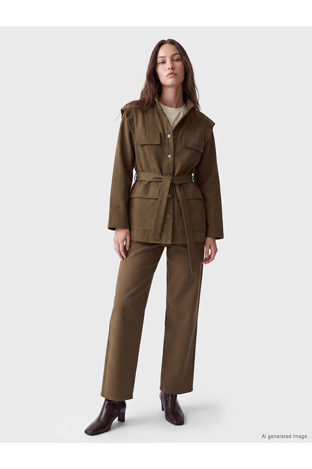 Alita City Lcw Modest Khaki Denim Straight Standard & Regular Women's Jean Jacket with a Difference