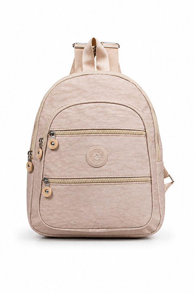 Beige Color Multi-Pocket Waterproof Backpack
