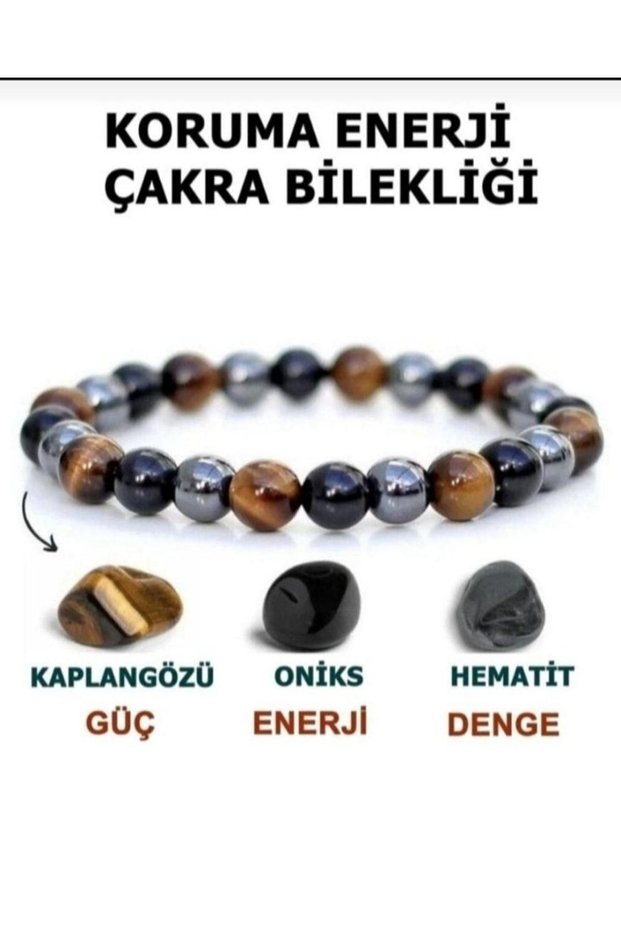Certified Tiger's Eye, Onyx, Hematite Natural Stone Bracelet