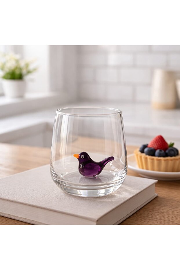 Glass Cup with Bird Figure