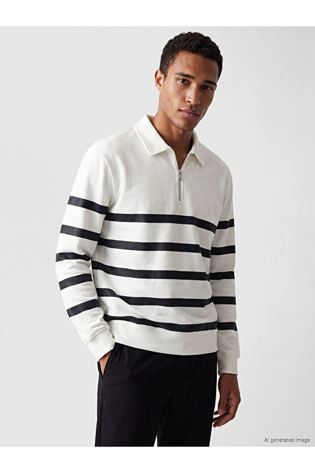 Timeless Clothing & Timeless Choices Devark Roba Collar Striped Men's Sweatshirt