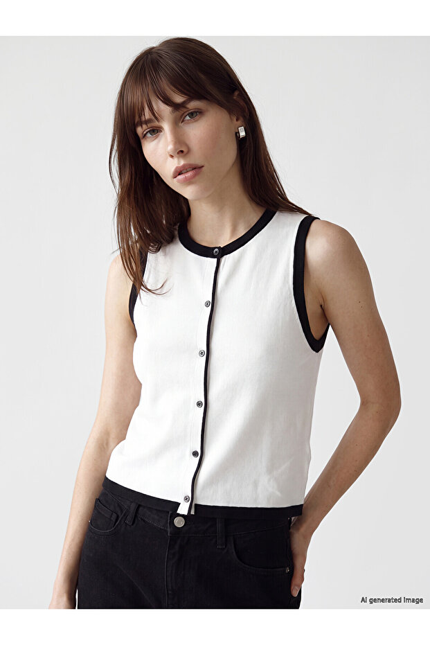Two Mt Shop Quality Lcw Vision Ecru Knitwear Plain Women's Vest