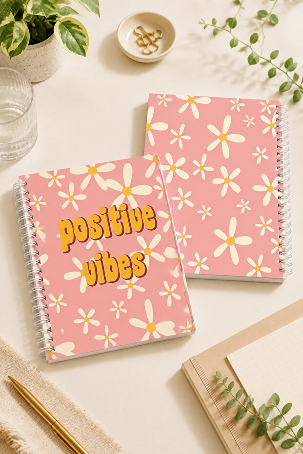 Patterned A5 Spiral Colorful Notebook 45 Sheets 90 Pages 300 Gr Cover Pytkdftr003