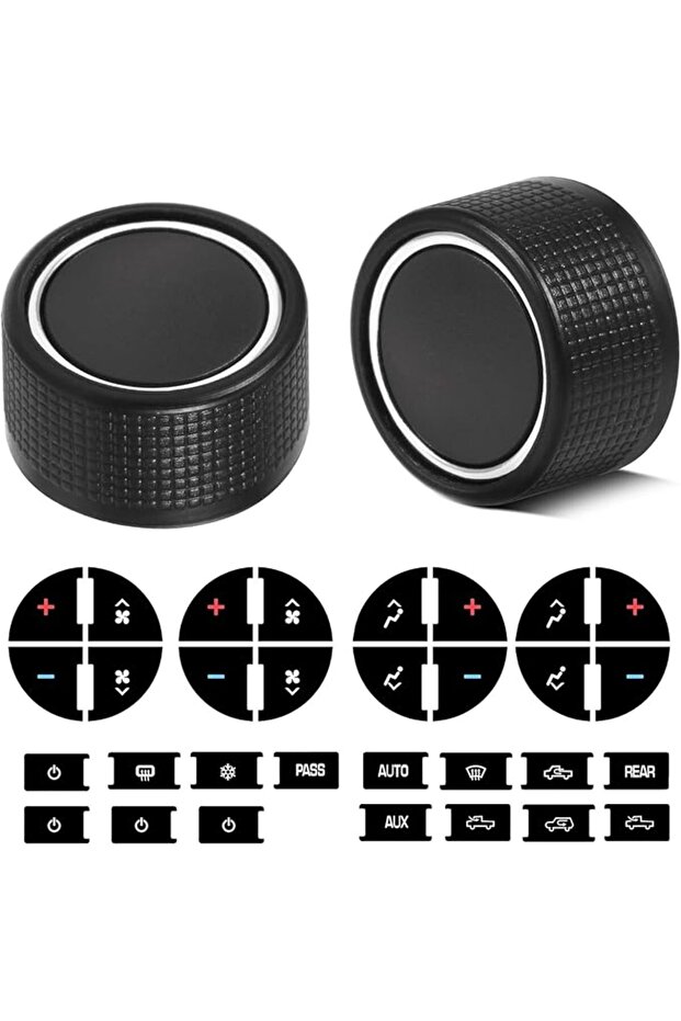 Rear Radio Volume Control Knob Button with AC Dash Button Stickers Repair Kit for Select GM Vehicles