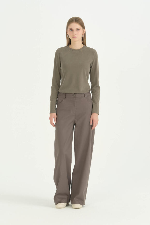 Wide Leg Trousers - Smoked
