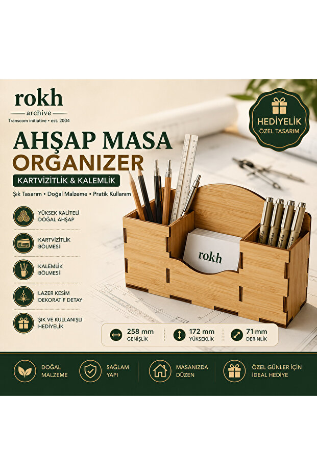 🪵 Wooden Desktop Organizer 📇 Business Card Holder 🖊️ Pen Holder 🗂️ Office Organizer 🎁 Gift