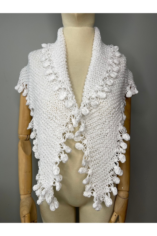 Hand knitted design bohemian triangle shoulder scarf shawl