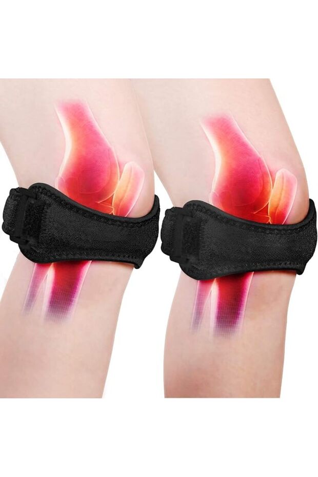 2 Pack Patellar Tendon Support Strap, Knee Pain Relief with Silicone, Adjustable Knee Band, Knee Str