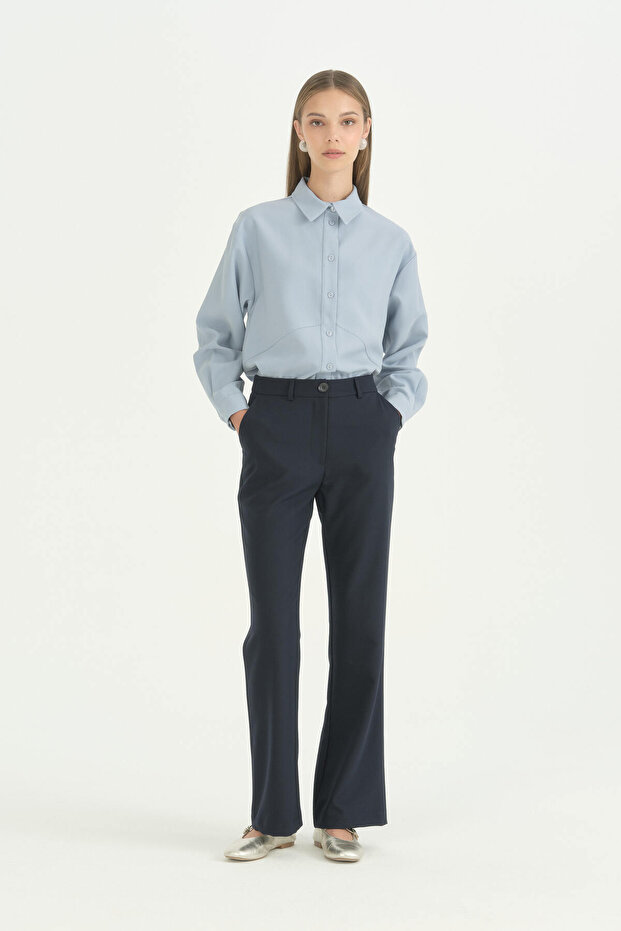 Trousers - navy blue